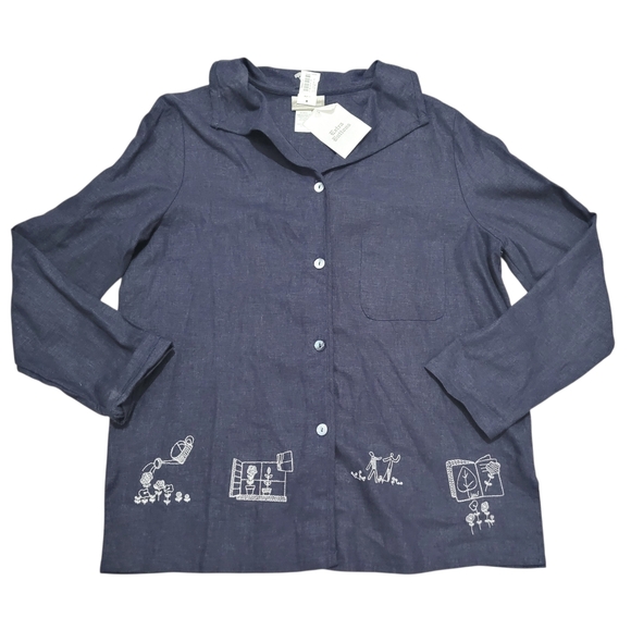 NEW Coldwater Creek Linen Button Front Garden Embroidered Top Tunic Size Medium - Picture 13 of 13